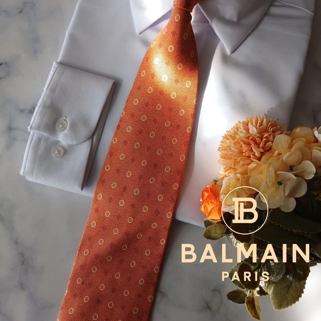 발망 실크 오렌지 마이크로 패턴 넥타이 9.4cm A+등급 A19162
 상품이미지1