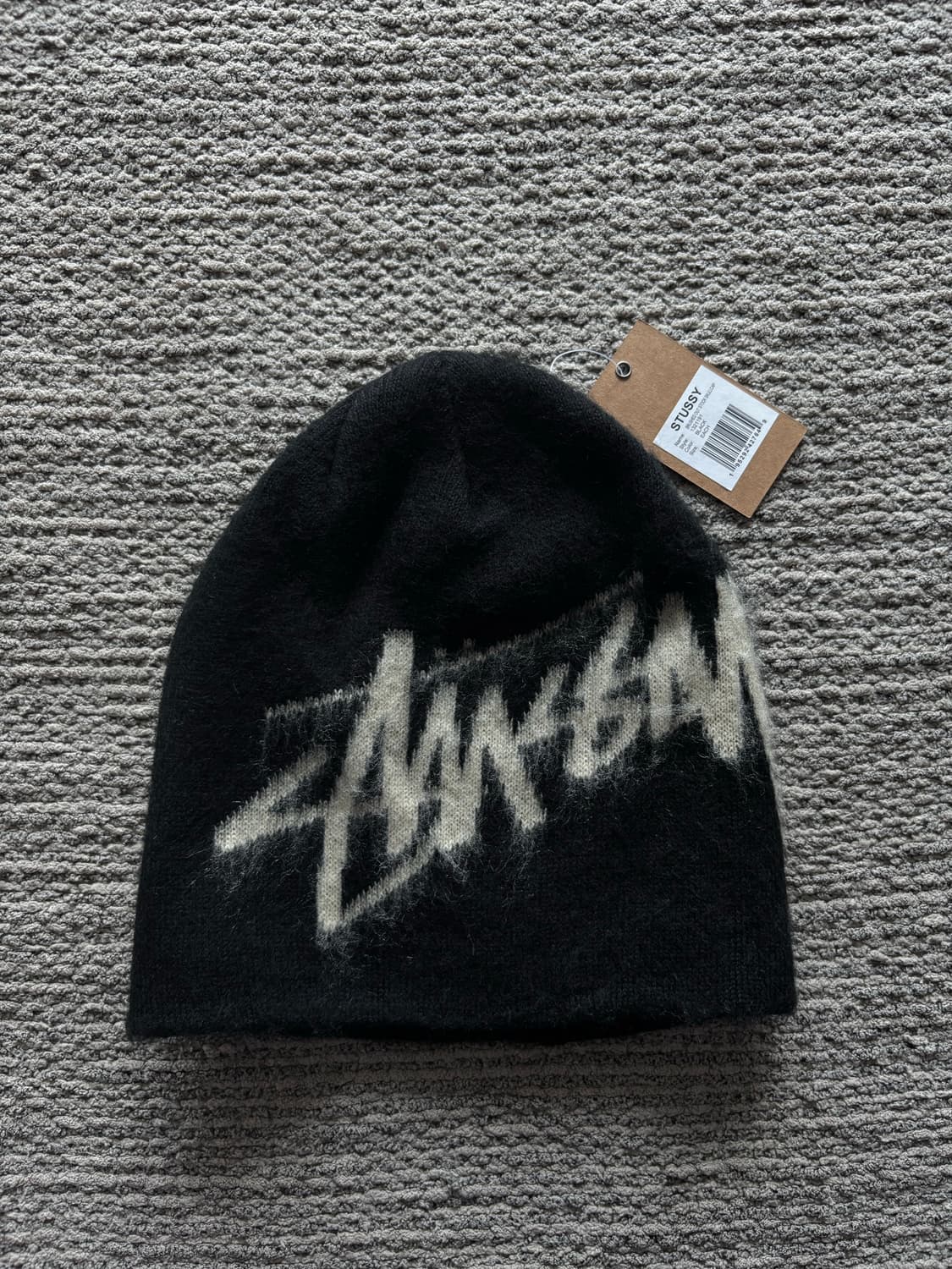 스투시 브러쉬드 아웃 스탁 스컬캡 비니 블랙 상품이미지1