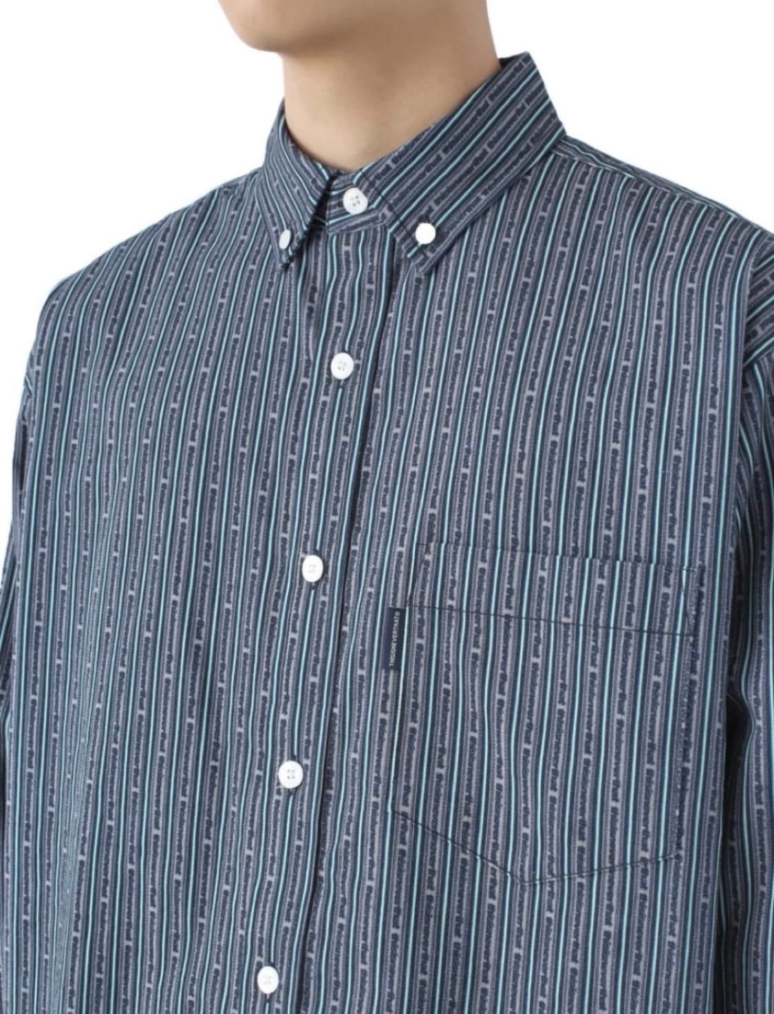 디스이즈네버댓 Logo Stripe Shirt Navy/Grey 상품이미지4