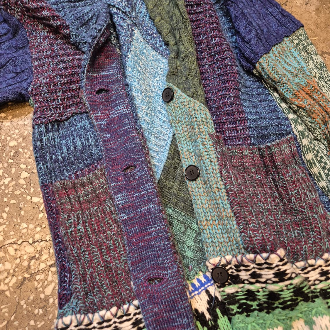 여성-FREE 패치워크 롱 니트가디건  상품이미지6