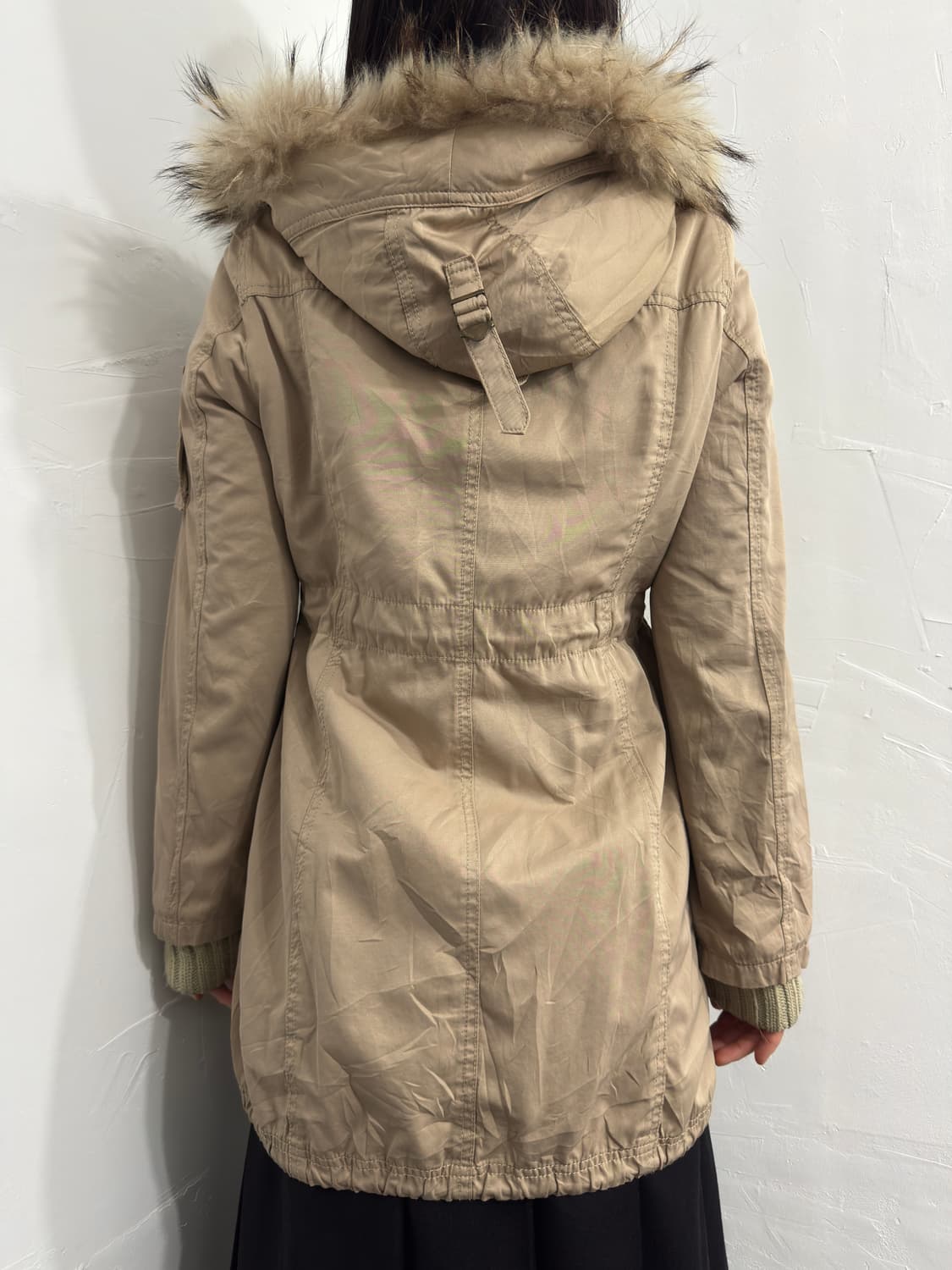 beige fur hood safari twoway jacket 상품이미지3