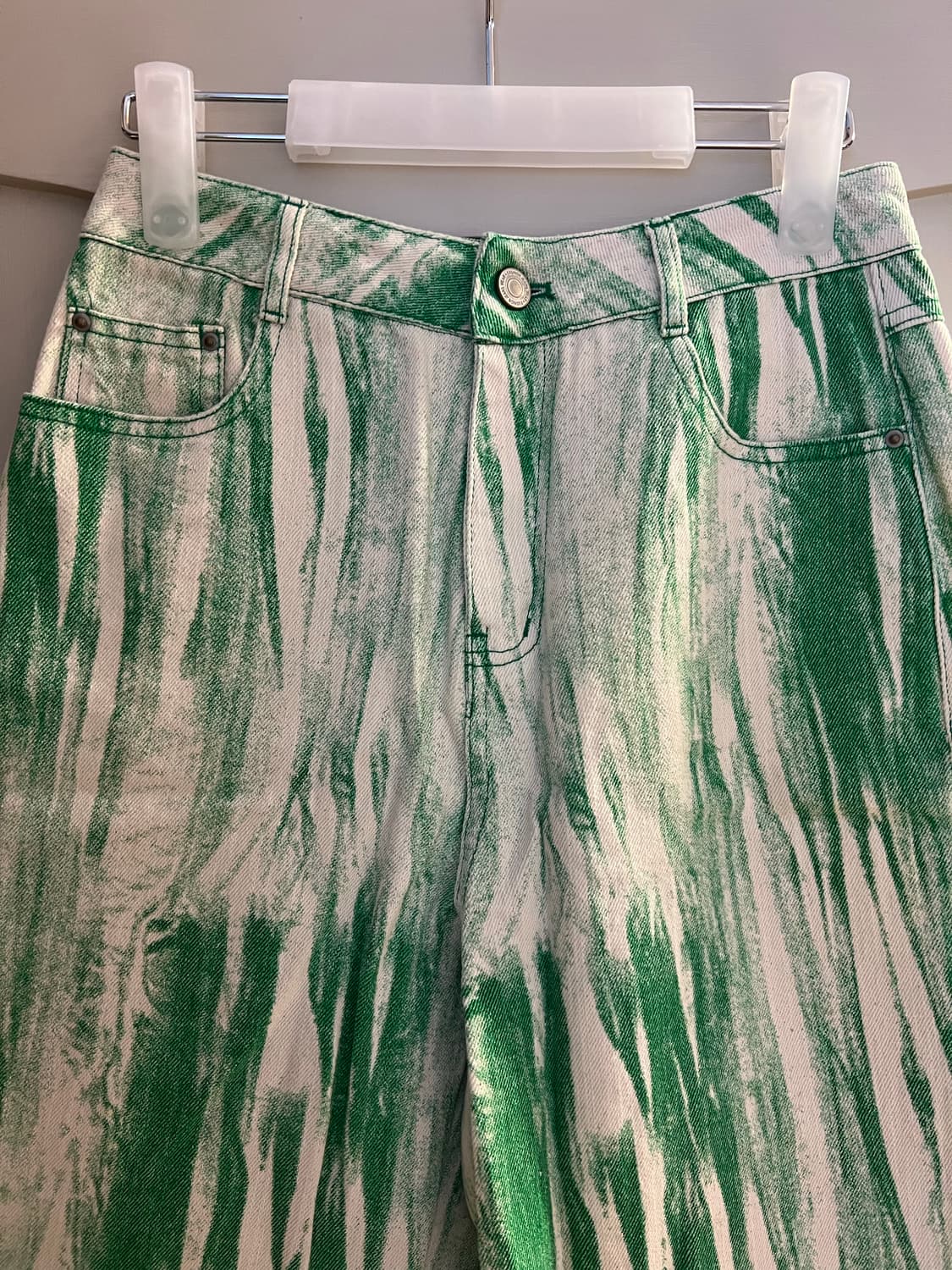 그린 스트라이프 와이드 팬츠 상품이미지3