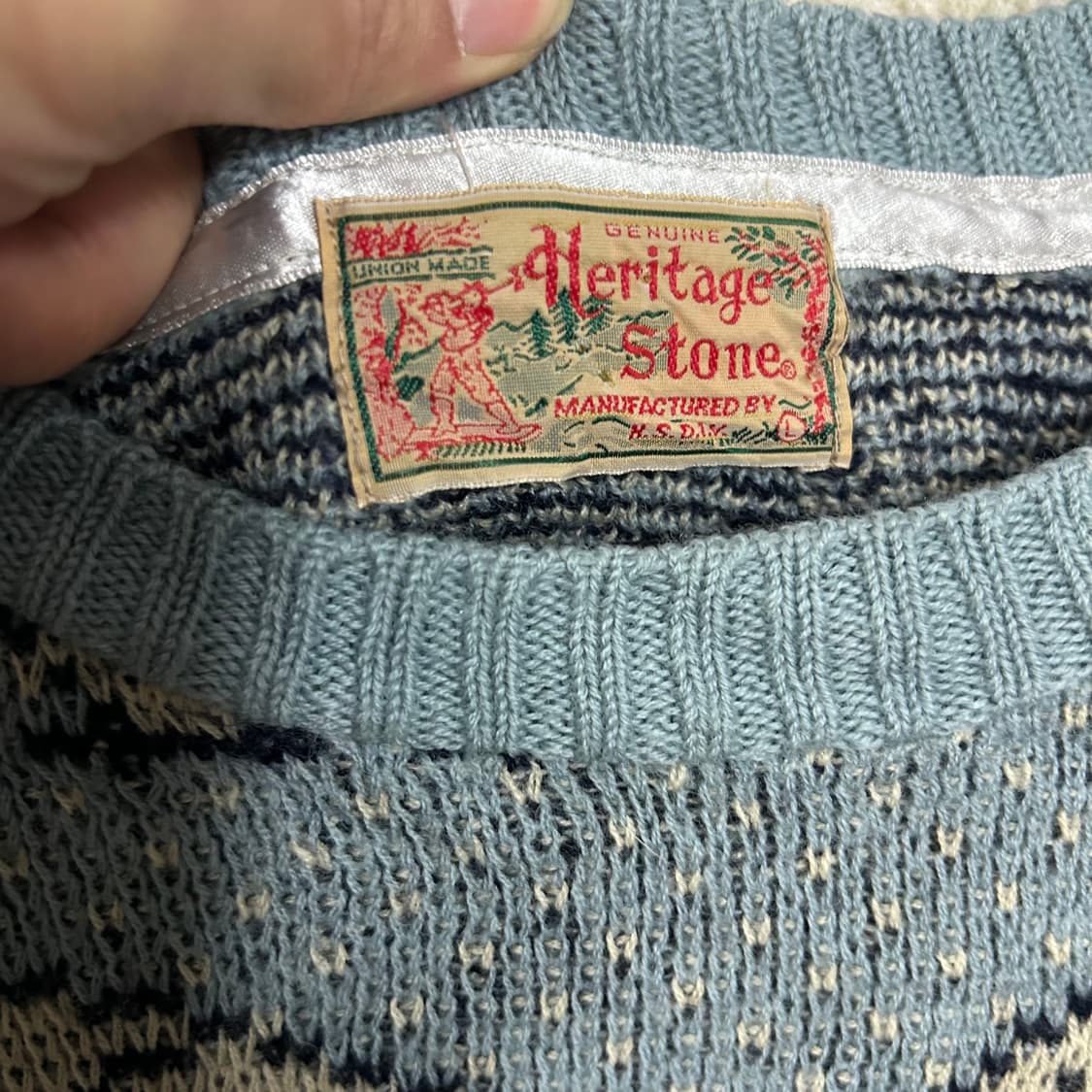 (L) 40s Heritage Stone 자카드 북극곰 코위찬 니트 상품이미지5
