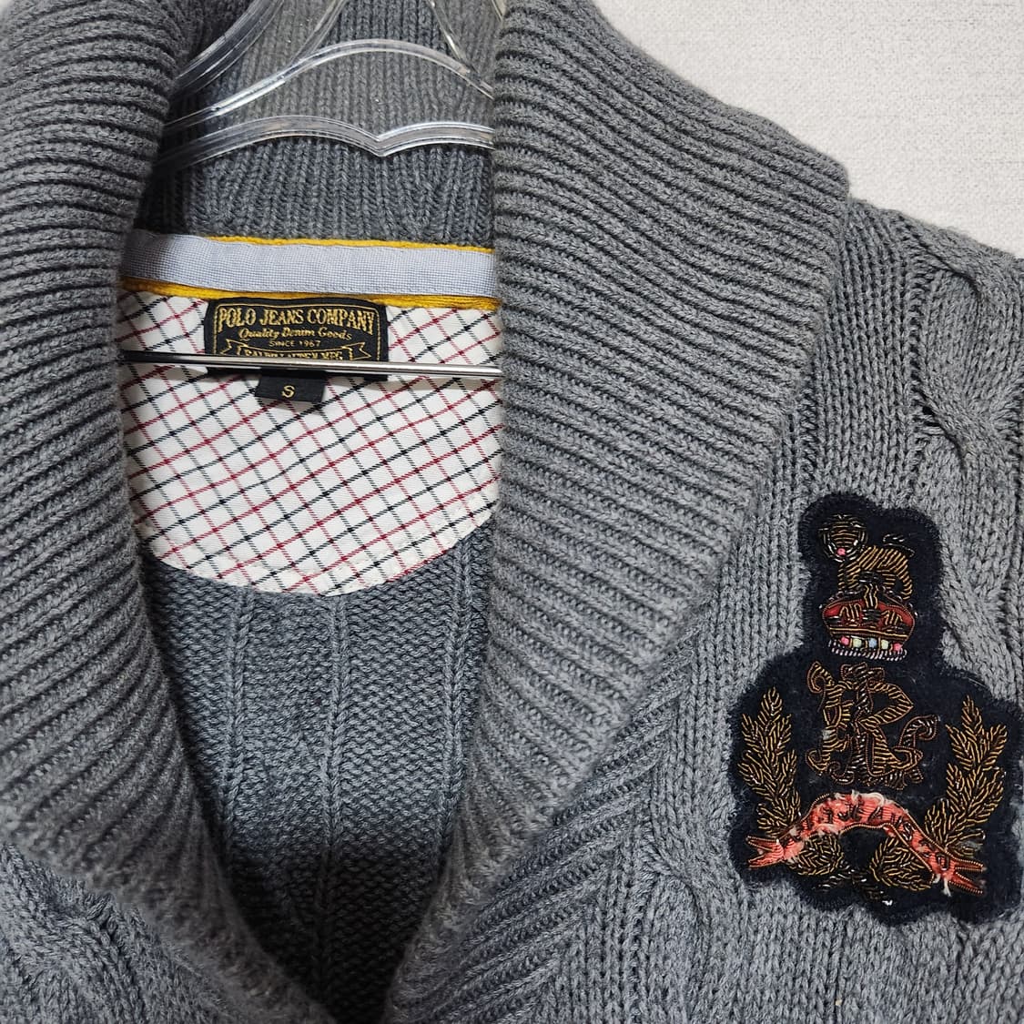 폴로 진스 케이블 꽈베기 숄 패치 가디건 S 상품이미지3