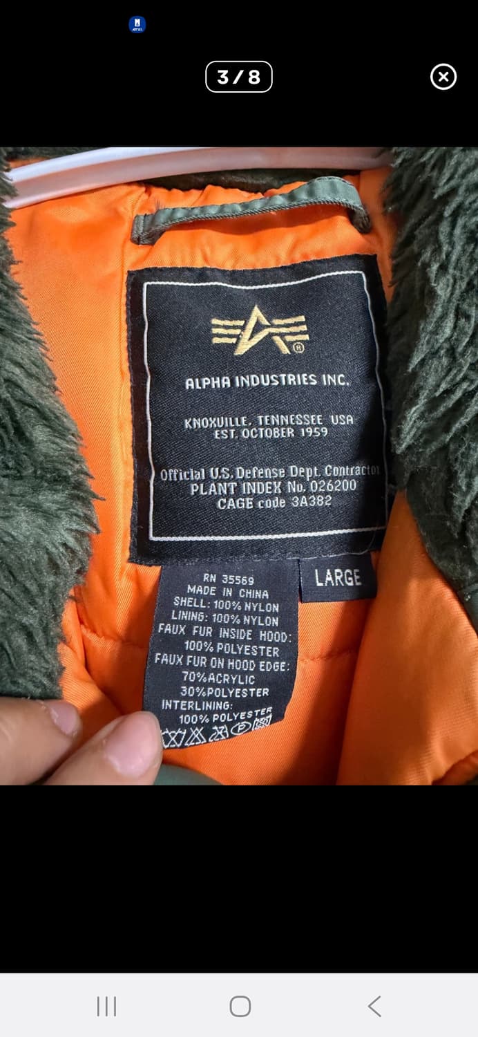 L)알파 N3b 파카 상품이미지3