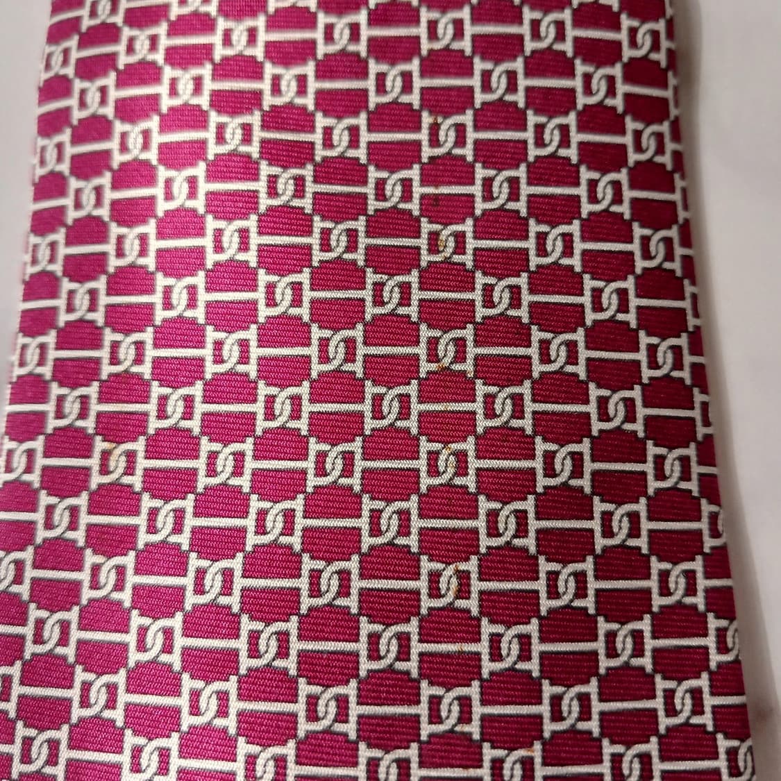 에르메스 실크 버건디 인터락패턴 넥타이 9.7cm A~B등급 A18813 상품이미지7
