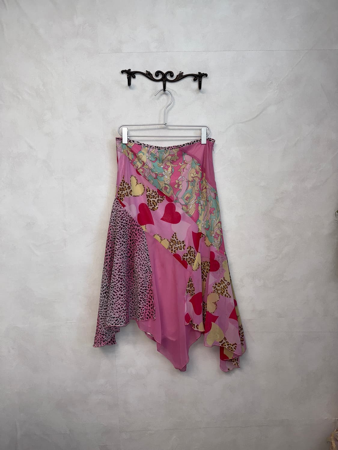 Pink kitsch leopard heart chiffon skirt 상품이미지1