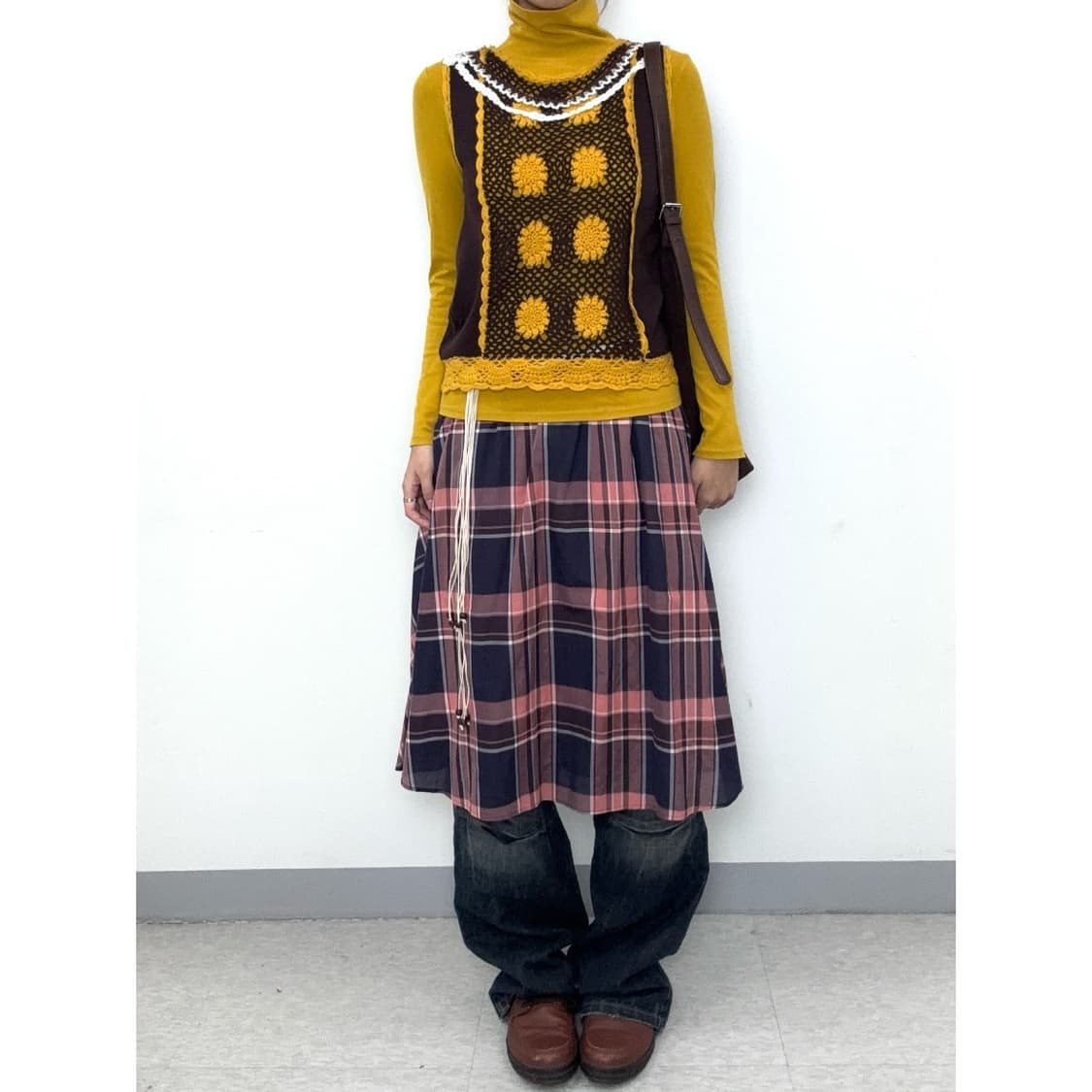 빈티지 히피 롱슬리브 크로셰 슬리브리스 코디 세트 상품이미지2