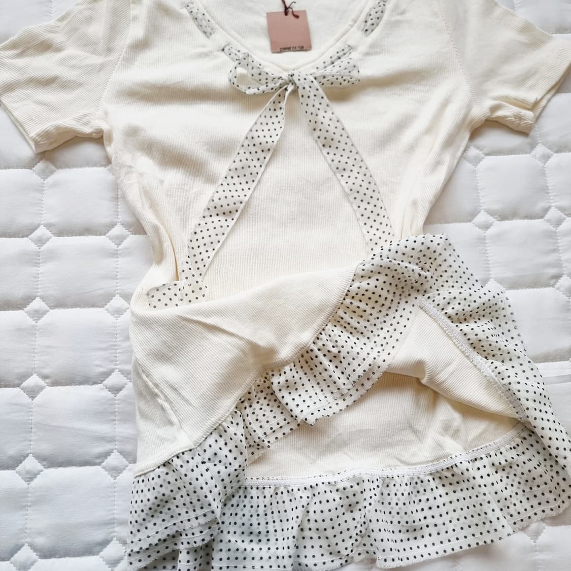 도트 리본 프릴 롱티 상품이미지4