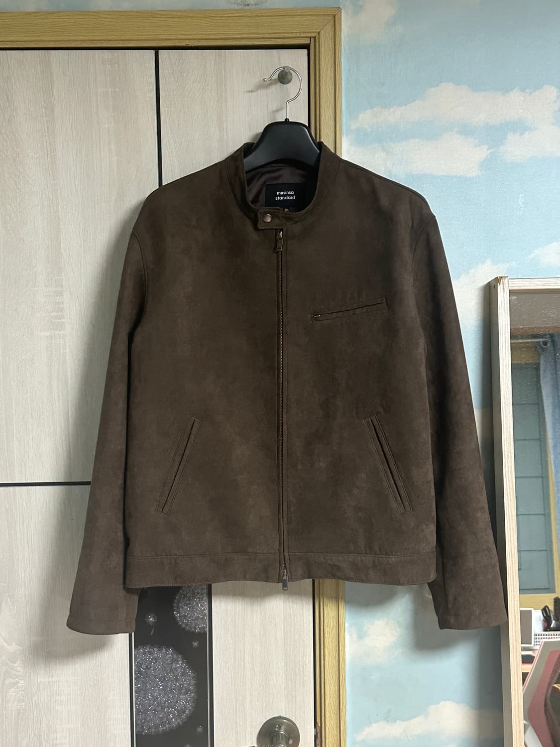 (2XL>>XL교환) 무탠다드 신세틱 스웨이드 레이서 재킷 [브라운] 상품이미지2