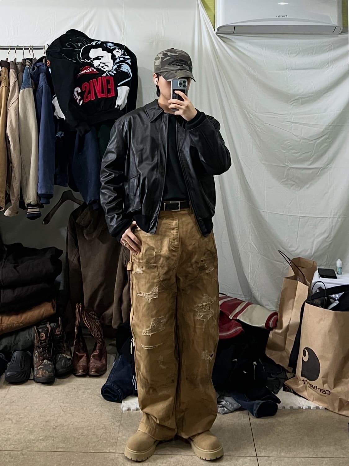 카라쿠리 타마시 스카쟌 가죽자켓 상품이미지5