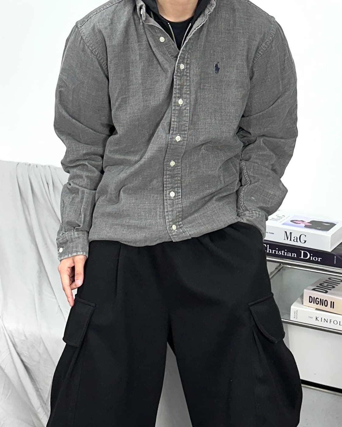 폴로 랄프로렌 흑청 코듀로이 셔츠 XL 상품이미지2