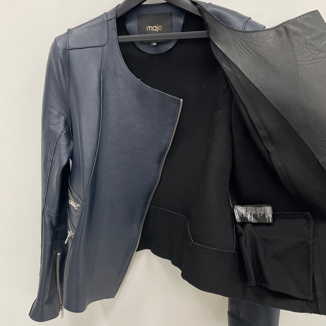 마쥬 리얼 레더 네이비 라이더 자켓 상품이미지5