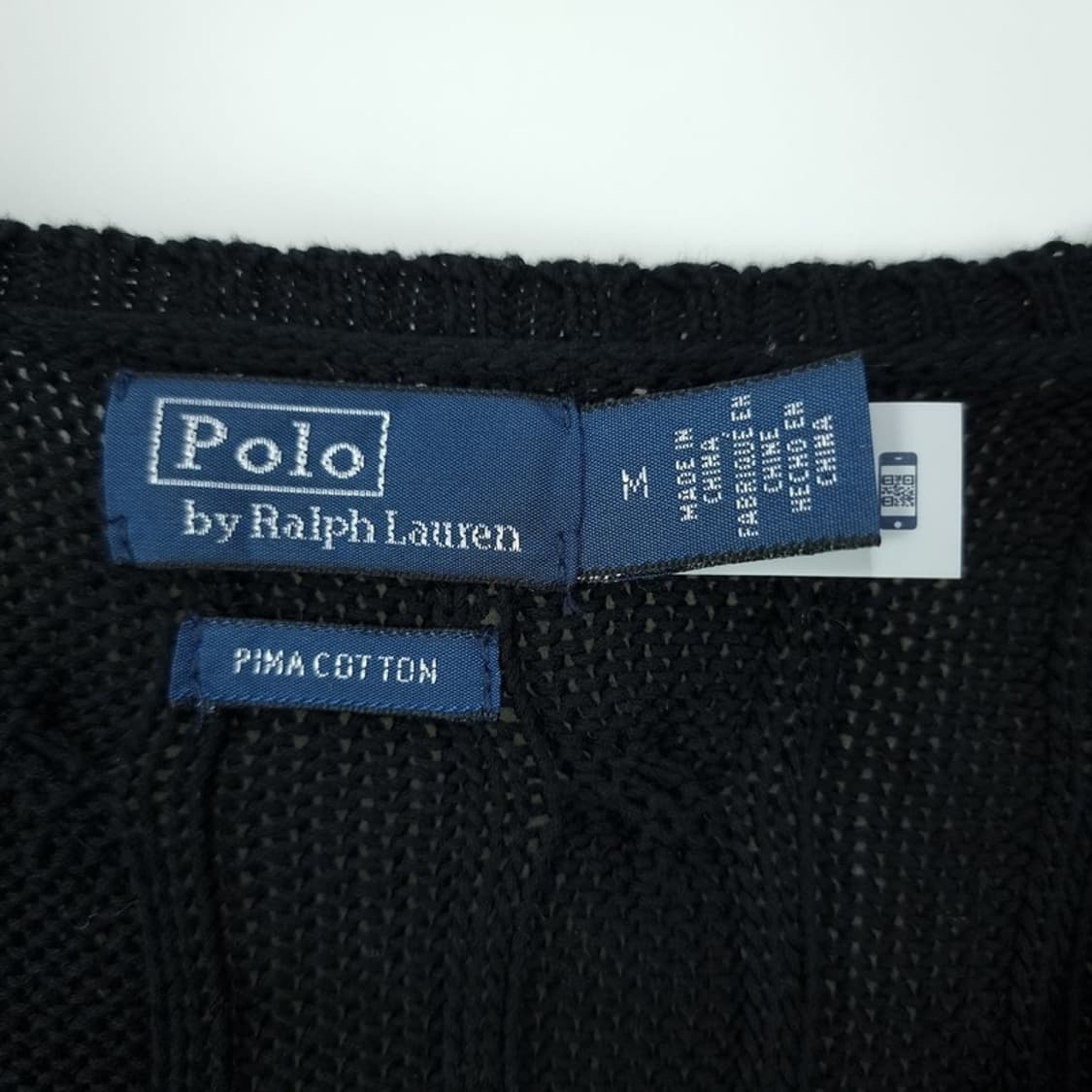 [폴로 랄프로렌] 포니 로고 자수 브이넥 케이블 니트 블랙 M19692 상품이미지7