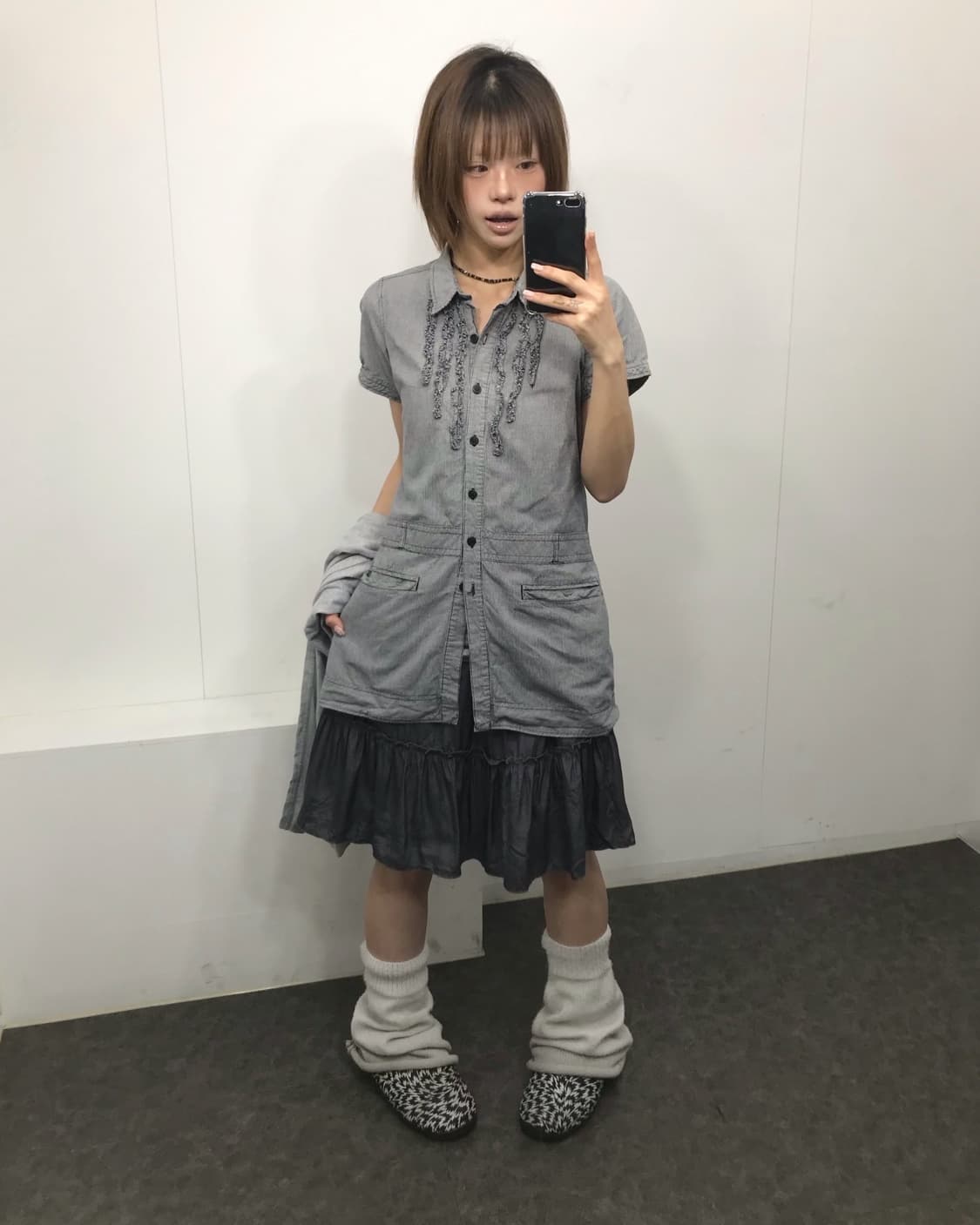 𖤐 그레이 프릴 모리걸set𖤐 상품이미지1