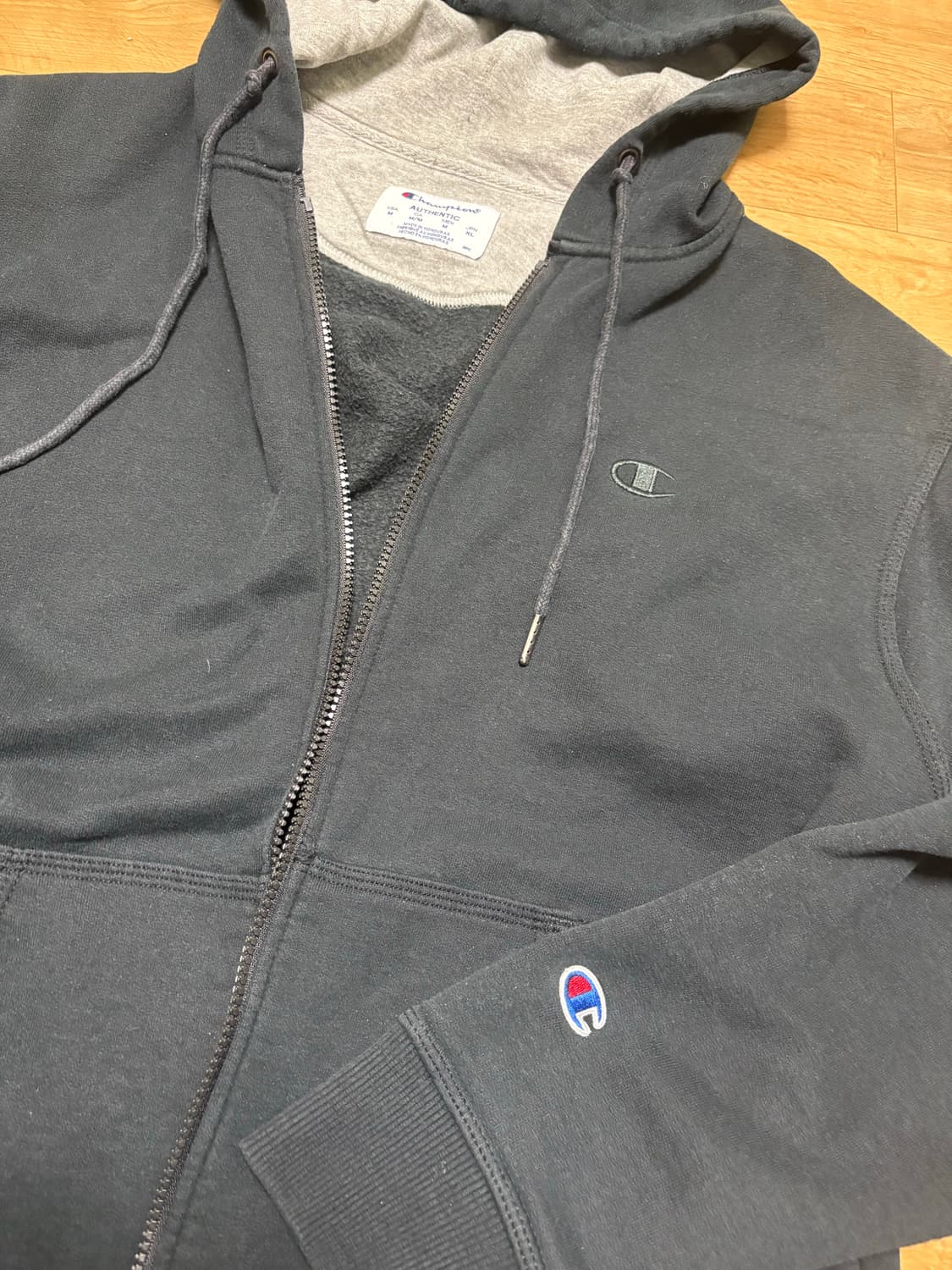 챔피온 블랙 약기모 후드집업 상품이미지3