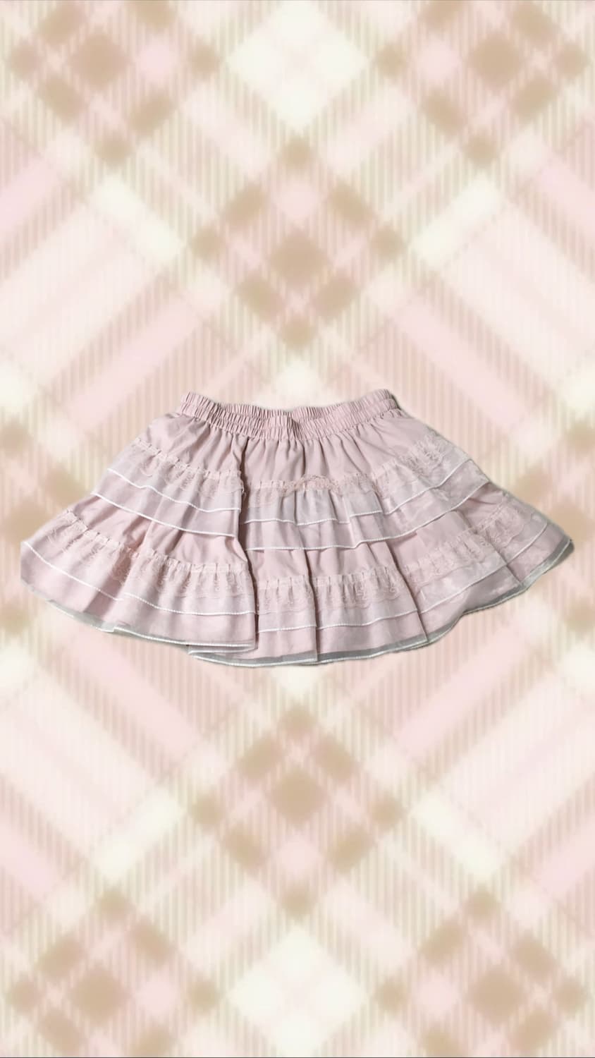 핑크 레이스 캉캉 스커트 치마 라떼 히메 갸루 러블리 로걀 빈티지 양산형 상품이미지1