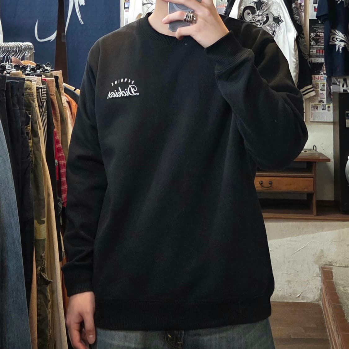 JPN 디키즈 빅로고 오버핏 블랙 맨투맨 상품이미지2