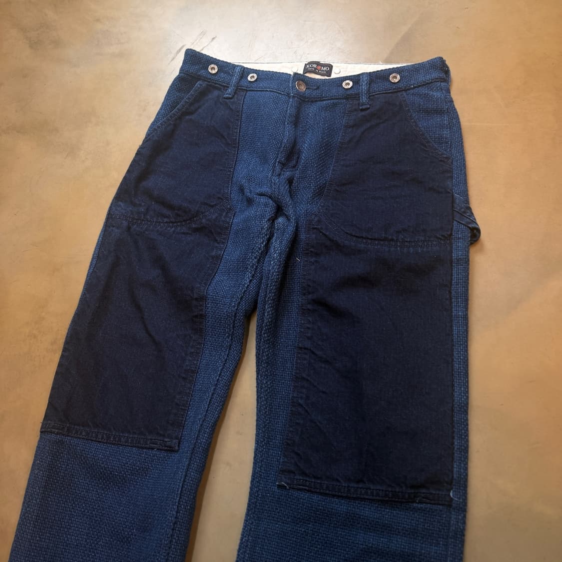 Koromo Kyoto 일본 인디고 풀 더블니 카펜터 사시코 팬츠 상품이미지2