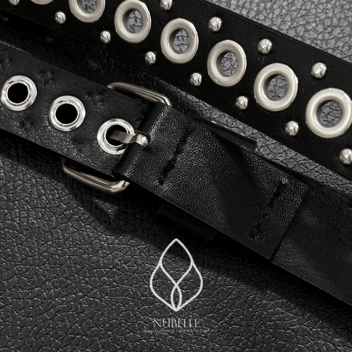 🌗 Eyelet stud belt / 아일렛 스터드 가죽 벨트 상품이미지8