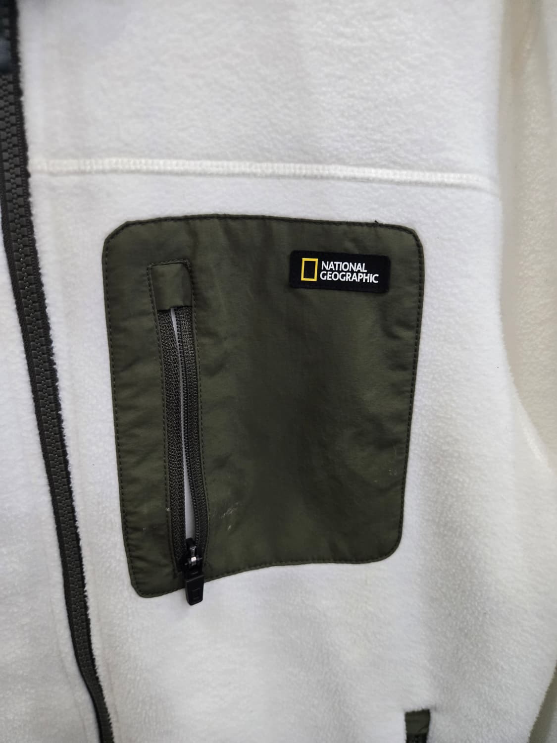 105,XL)) 내셔널지오그래픽 후리스 점퍼! 화이트 & 카키색상 상품이미지2