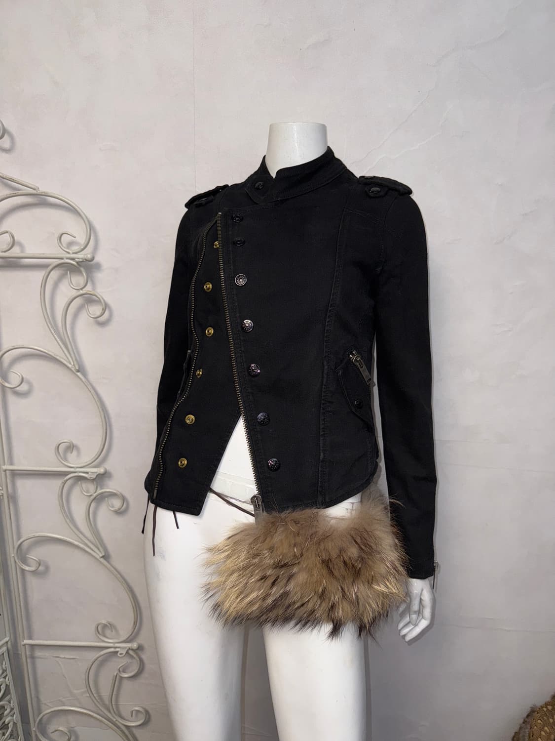 Guess black button slim rider jacket  상품이미지7