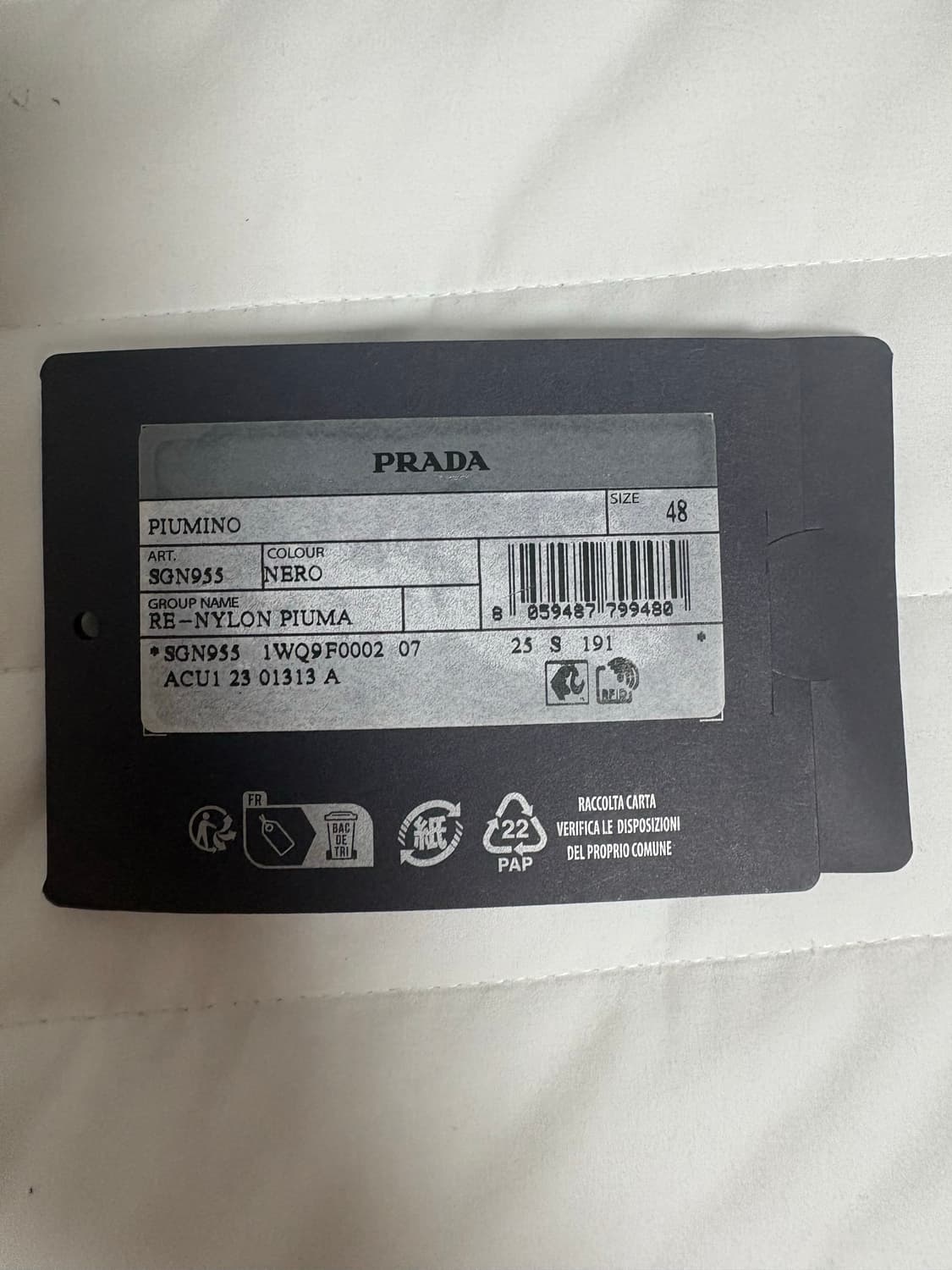 프라다 SGN955 리나일론 패딩 자켓 블랙 48사이즈 상품이미지5