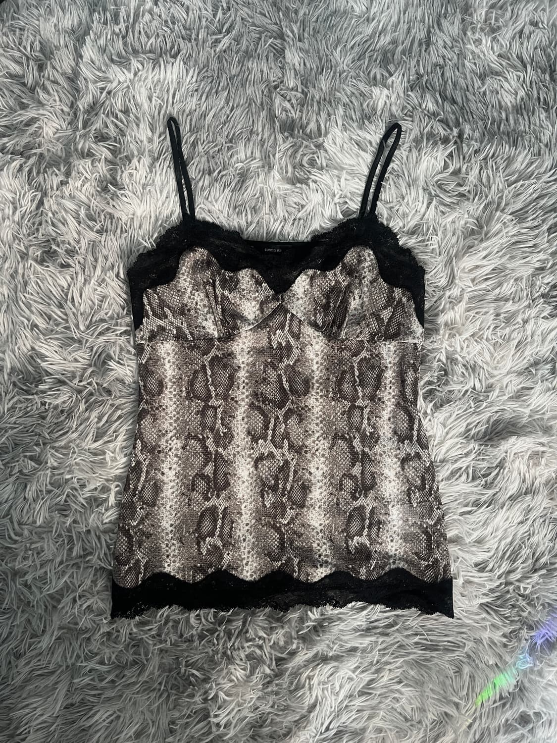 y2k 갸루 블랙 펑크 뱀피 파이톤 레이스 슬리브리스 상품이미지7