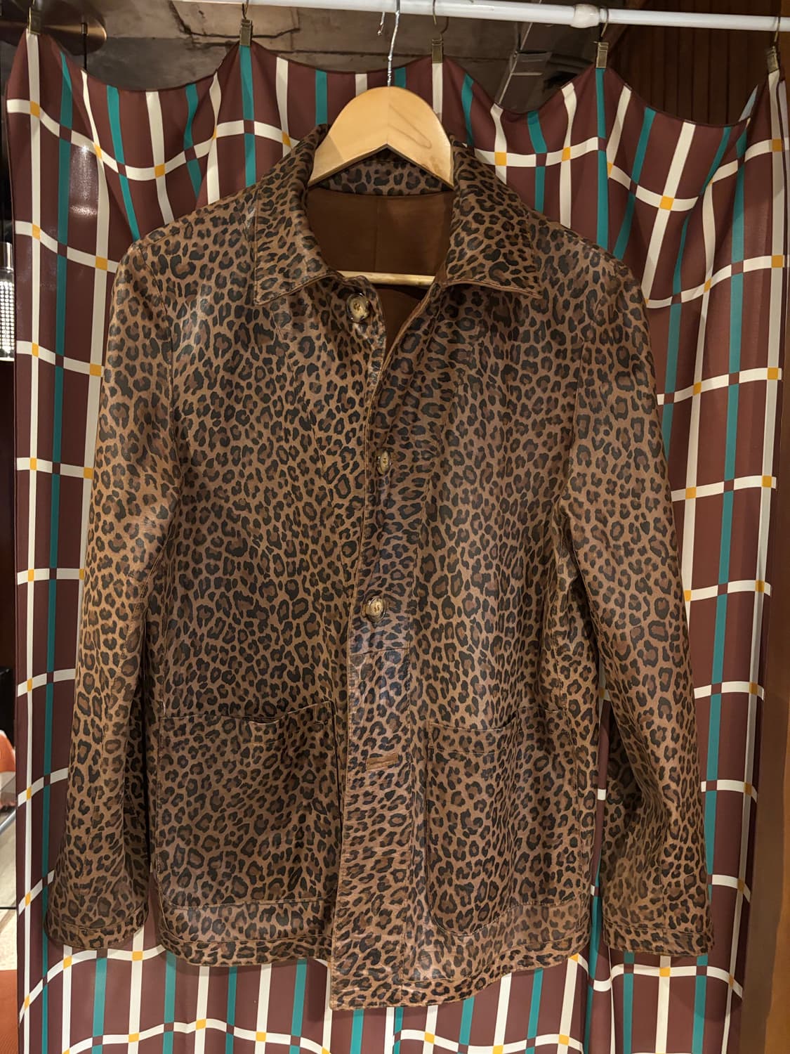 브라운 양면 스웨이드 가죽 레오파드 자켓 상품이미지6