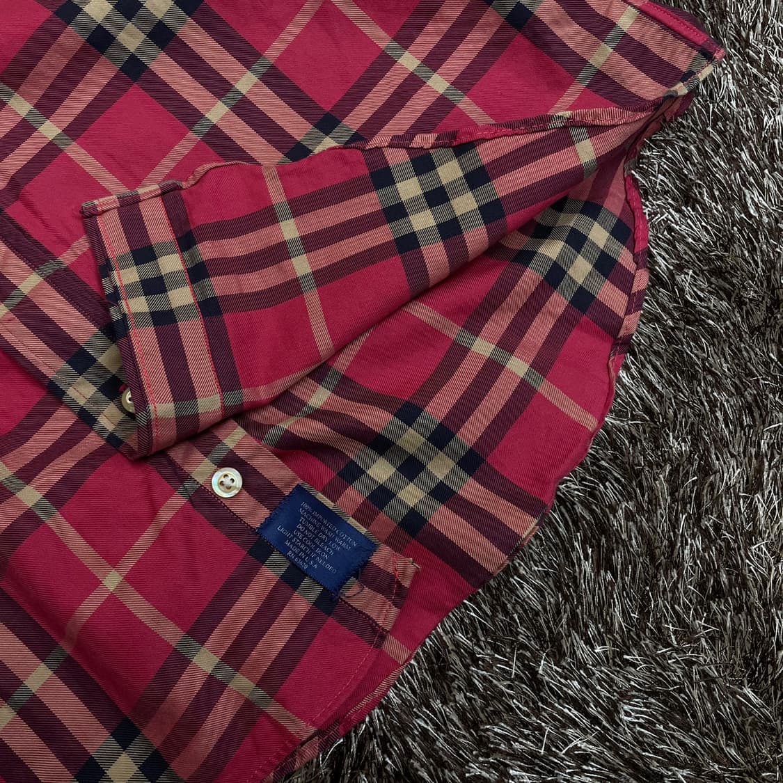 버버리 Burberry 레드 타탄 체크패턴 버튼다운 셔츠 S 상품이미지3