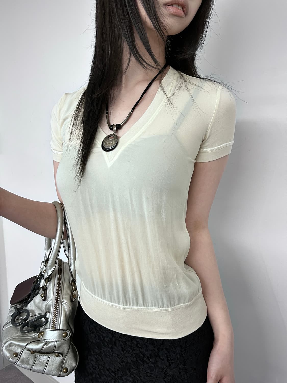 Dsquared2 Silk V-Neck Short Sleeve Top 상품이미지3
