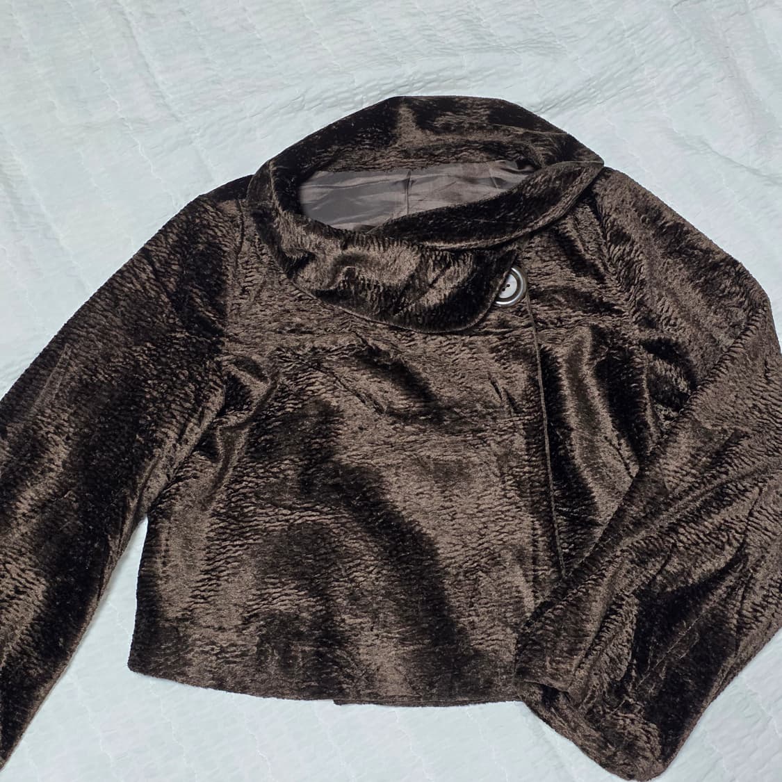 일본빈티지)초코라떼히메갸루st 브라운 벨벳 하프 숏코트자켓 엑팜깔 상품이미지2