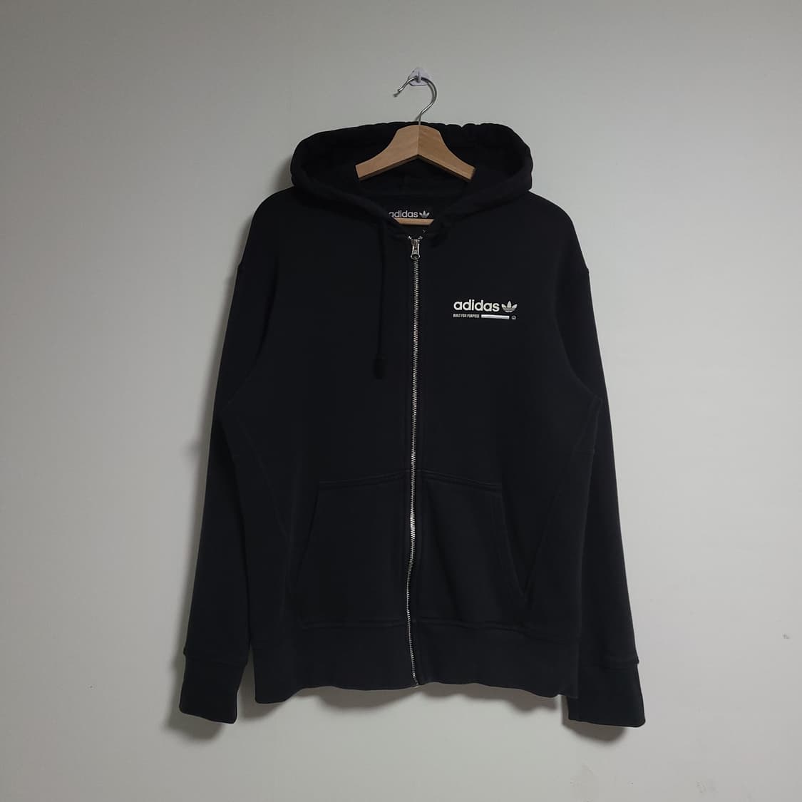 (M) ADIDAS 아디다스 블랙 후드집업 후면 프린팅 상품이미지1