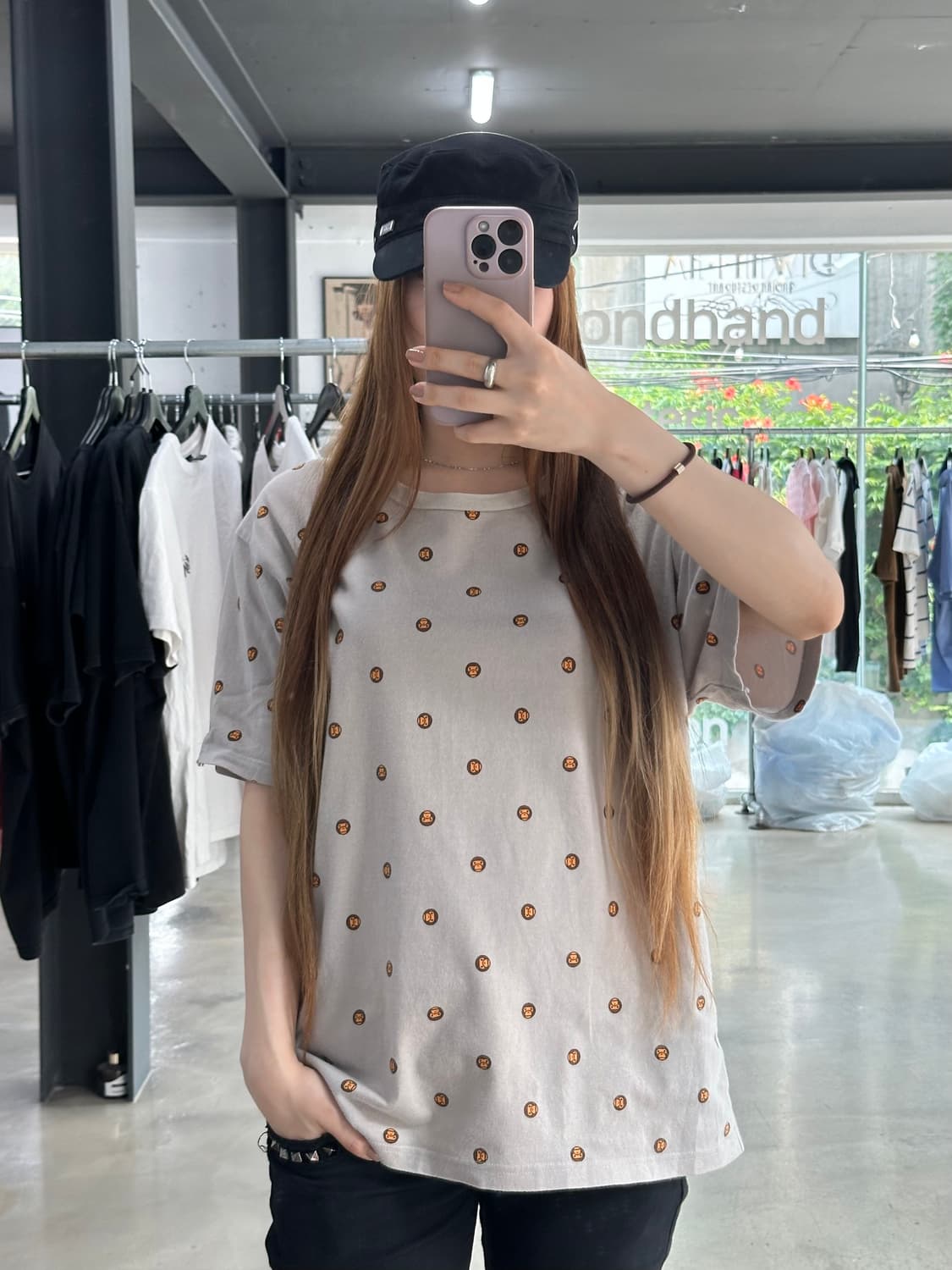 베이프 마일로 미니 풀로고 반팔티 그레이베이지 상품이미지1