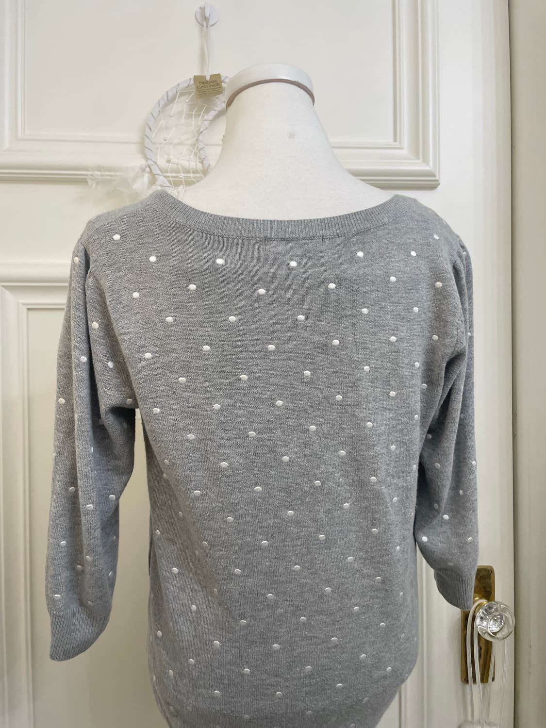 gray white dot embroidery puff cardigan 상품이미지4