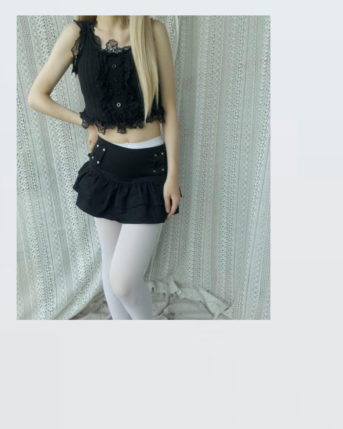 Black Lace Frill Top 블랙 프릴 레이스 탑 상품이미지5