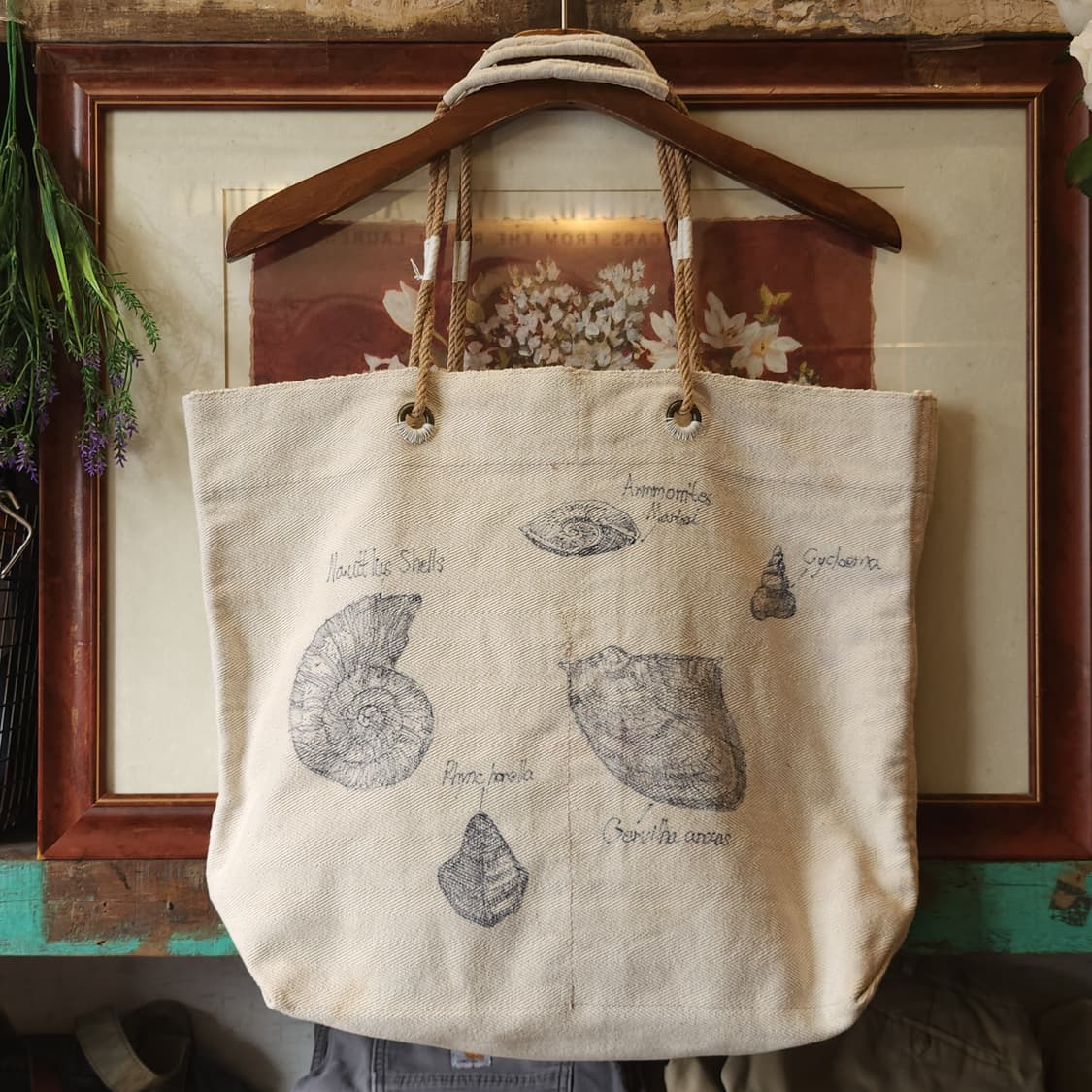 핸드 드로잉 빅토트 캔버스 빈티지 더플백 리메이크 화이트 쉘 상품이미지2