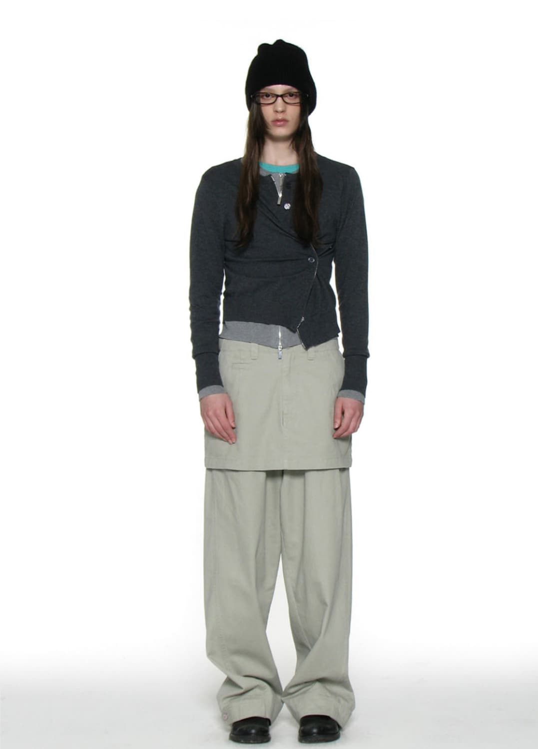 투웨이 어시매스틱 니트 가디건 차콜 (새상품) 상품이미지1