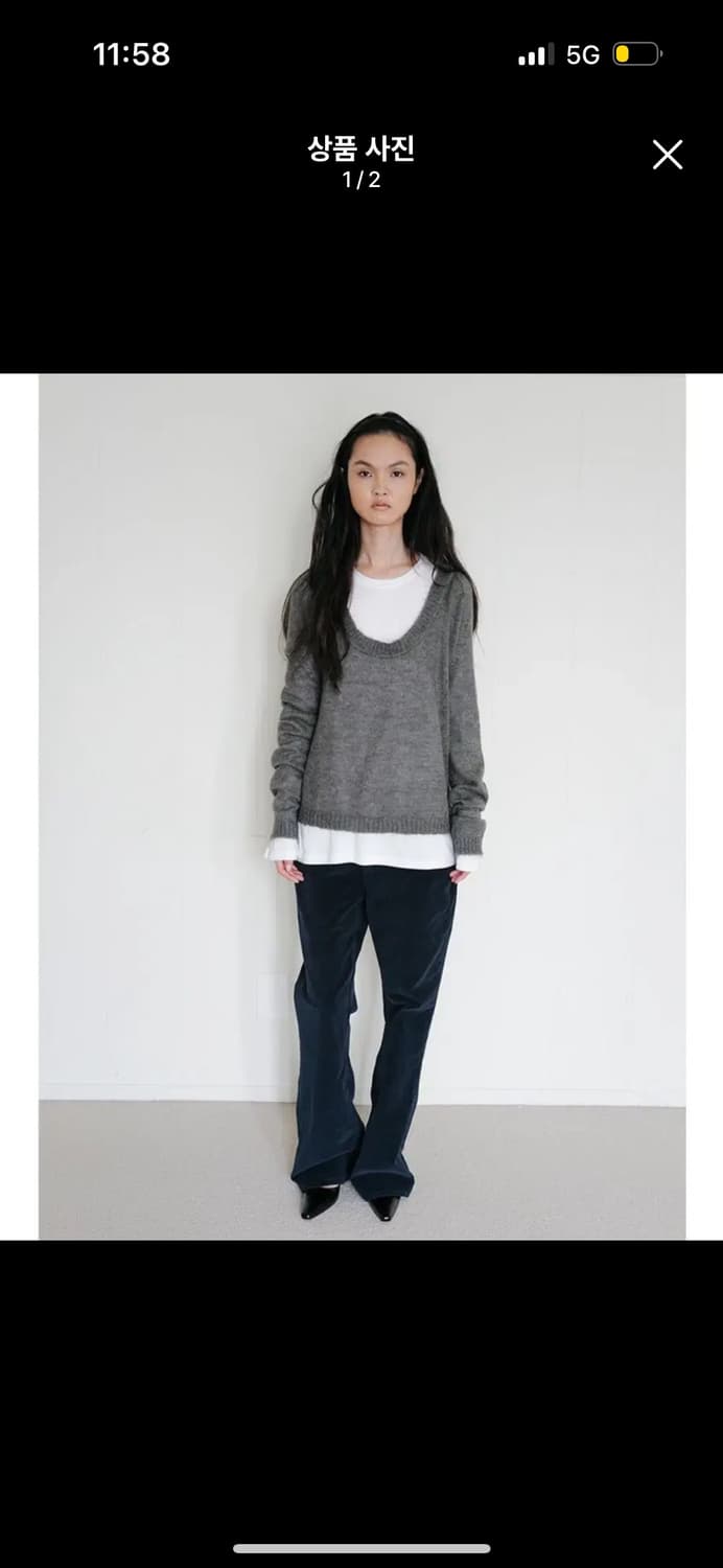 리포스 repos 모헤어 유넥 니트 다크그레이 상품이미지1