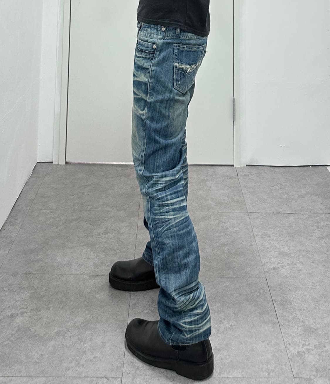 Vintage denim fade lines washing pants 상품이미지3