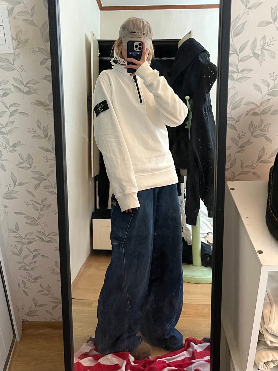 스톤아일랜드 화이트 후드 하프집업 M(95) 상품이미지7