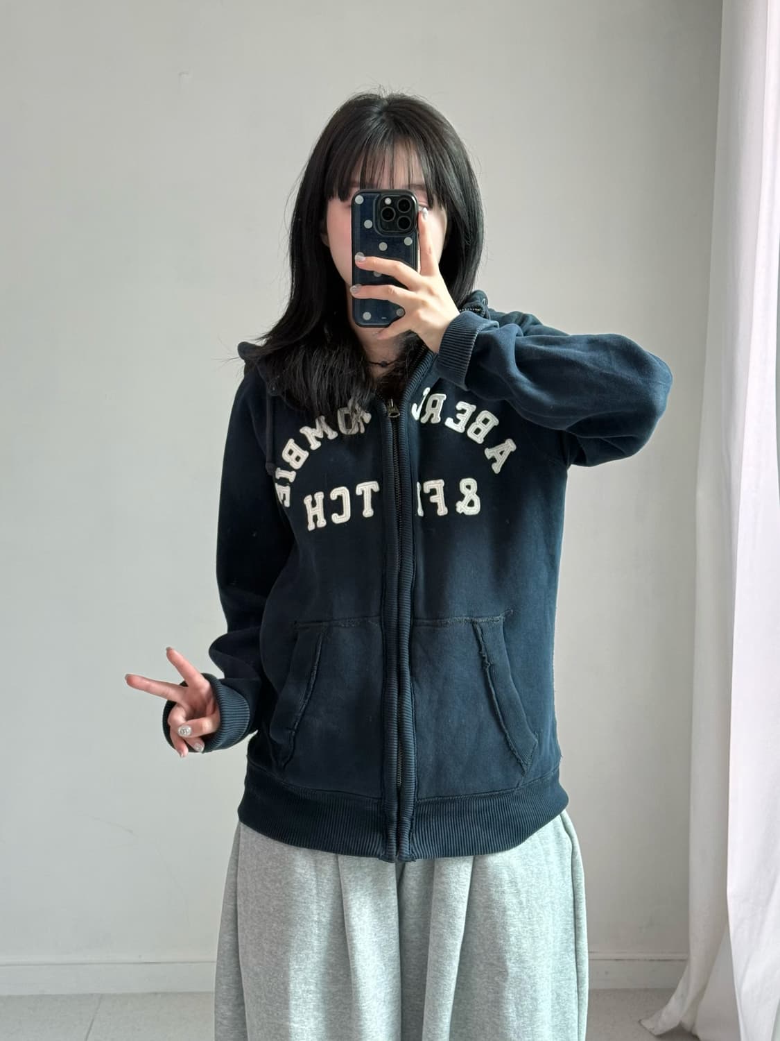 아베크롬비 양털 네이비 후드집업 상품이미지2