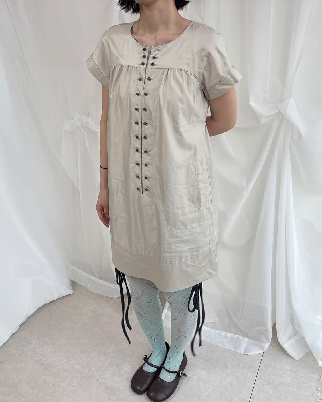 greece side button-up tunic dress 상품이미지1