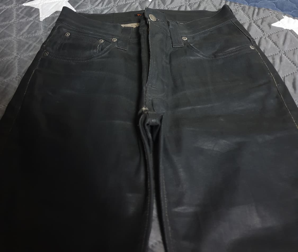 (한정판) 누디진 타이트 롱존 백투블랙 코팅진 팬츠 (29x32) 상품이미지2