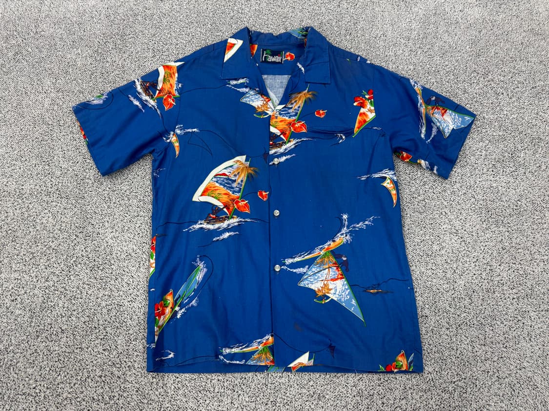 90s USA 서핑 프린팅 하와이안셔츠 상품이미지1
