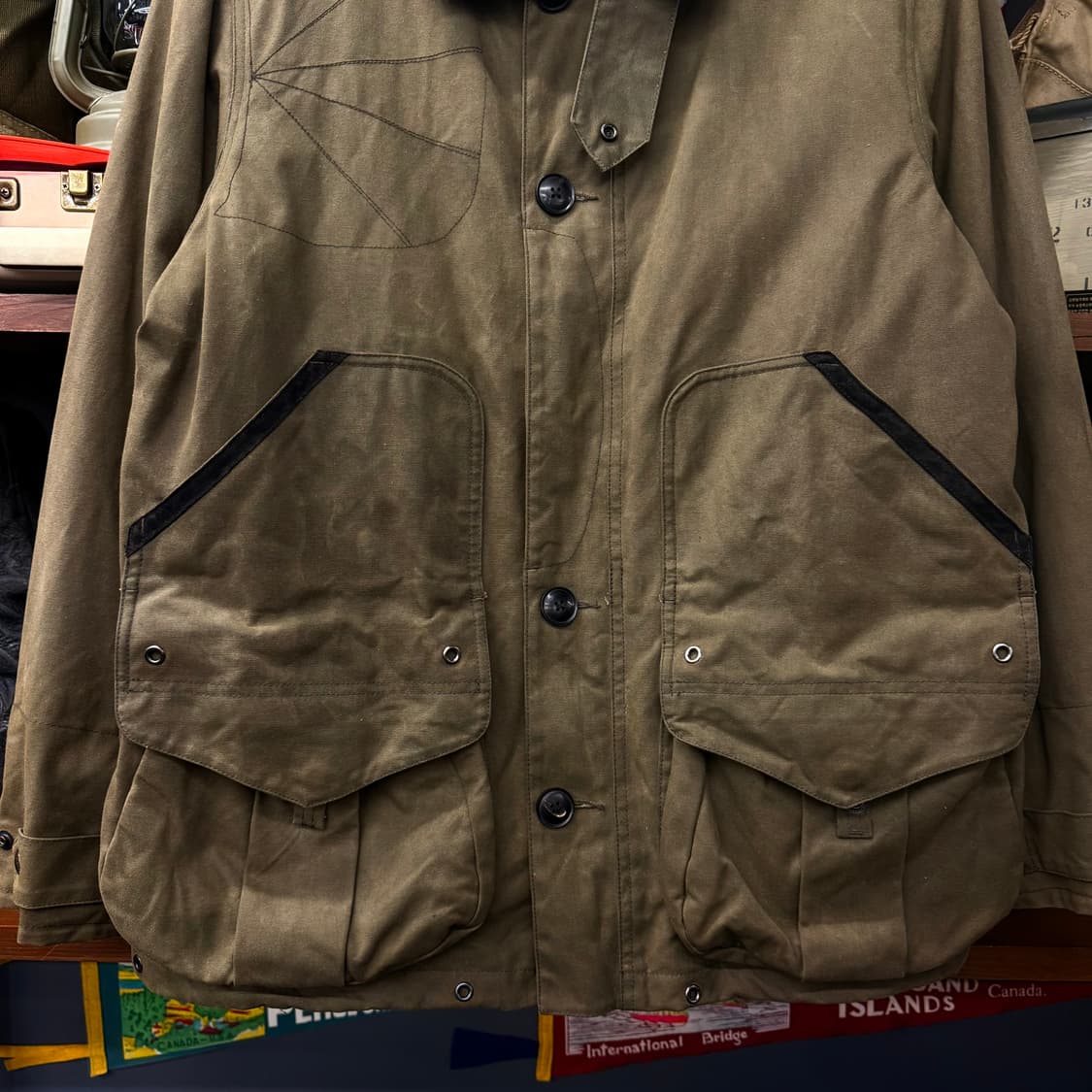 Rare 90s 폴로 랄프로렌 오일클로스 체크 라이닝 투웨이 왁스 자켓 상품이미지4