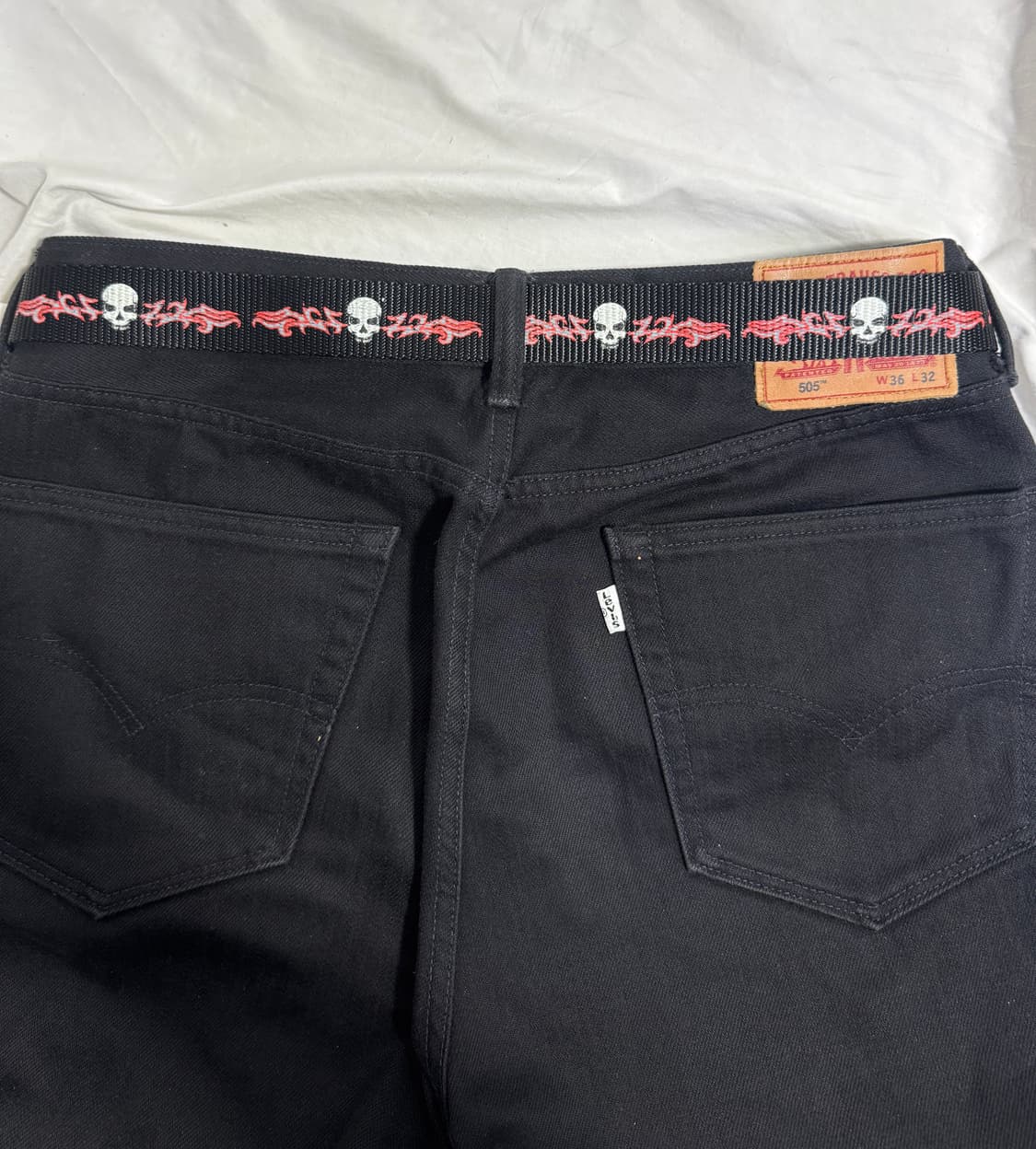 빈티지 스컬 플레임 캔버스 벨트 y2k 펑크 스케이트보드 상품이미지2