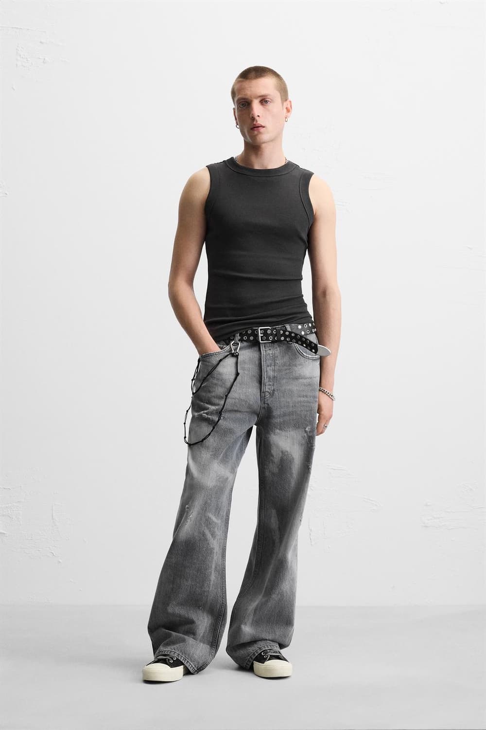 자라 그레이 워싱 배기 플레어 진 데님 상품이미지3