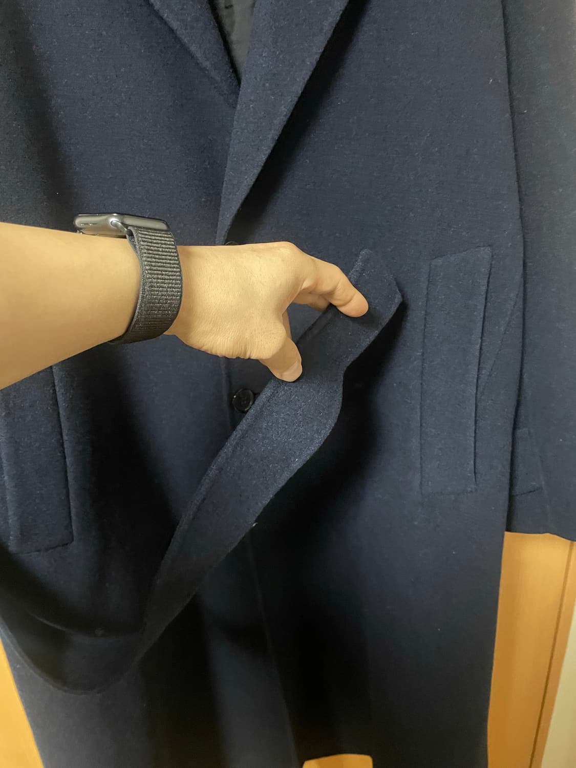 타임옴므 /  울 캐시미어 블랜디드 롱코트/ 105/ 네이비 상품이미지5