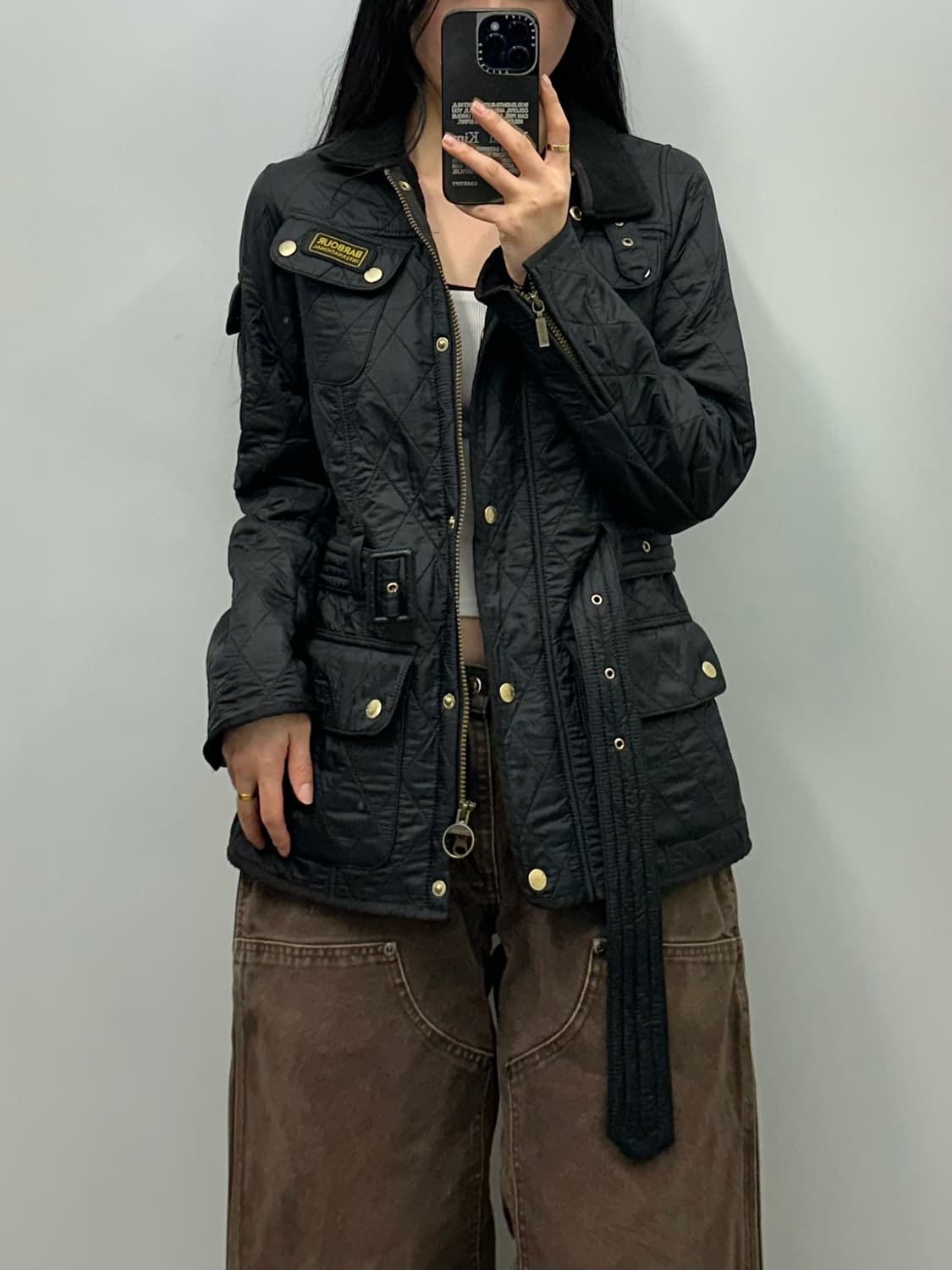 바버 인터내셔널 폴라퀼트 블랙 자켓 상품이미지2